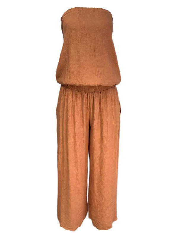 LOST IN LUNAR Women's Terracotta Isadora Pantsuit NWT Cozy Full-Length Pants