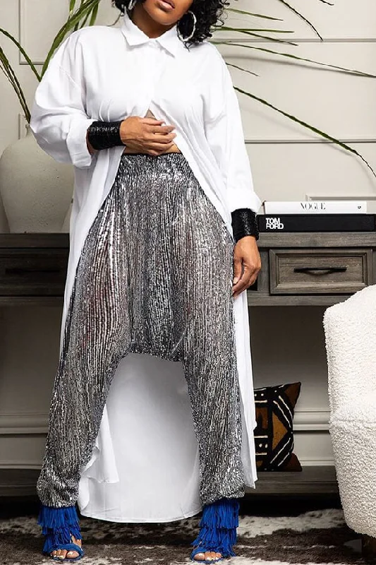 Metallic Sequined Hippy Harem Pants Fashionable Track Pants
