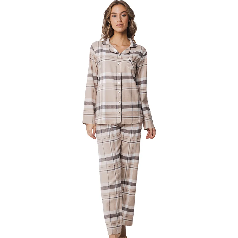 Pastunette Pyjama Set Of Long Sleeved Top With Button Closure And Long Pants Cozy Jogger Leggings