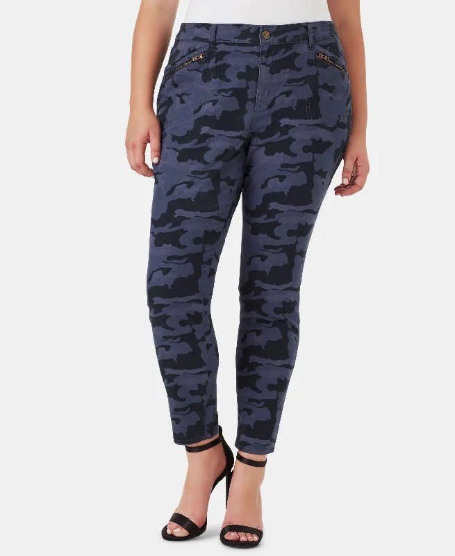 Plus Size Camo-Print Cargo Pants Comfortable Denim Pants