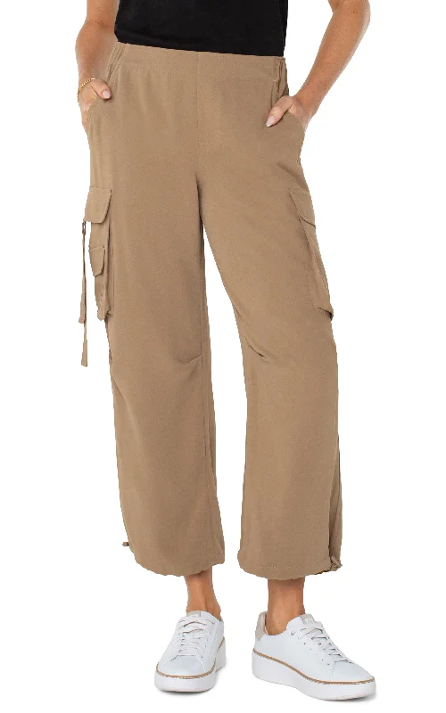 PULL-ON PARACHUTE CARGO PANTS Formal Slim Pants