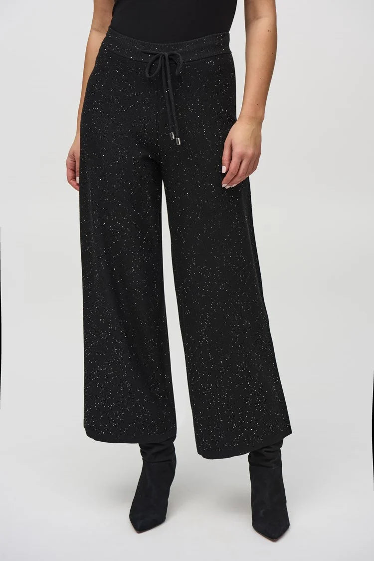 Sequined Culotte Pants - Black Formal Slim Pants