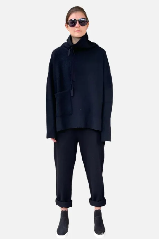 Wool Straight Leg Pants - Black Lightweight Jogger Pants