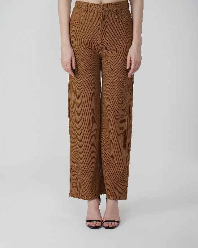 TEXTURED STRAIGHT PANTS Stretch Fit Pants