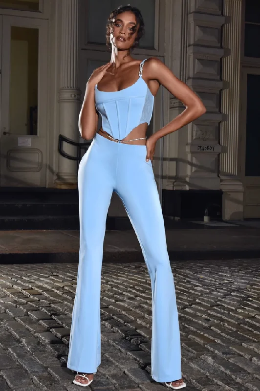 Tristyn Strap Corset Top + Pants Set Casual Plaid Pants