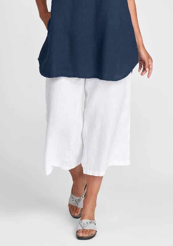 Urban Crop - Linen Drawstring Pants - FINAL SALE Trendy Wide-Legged Trousers