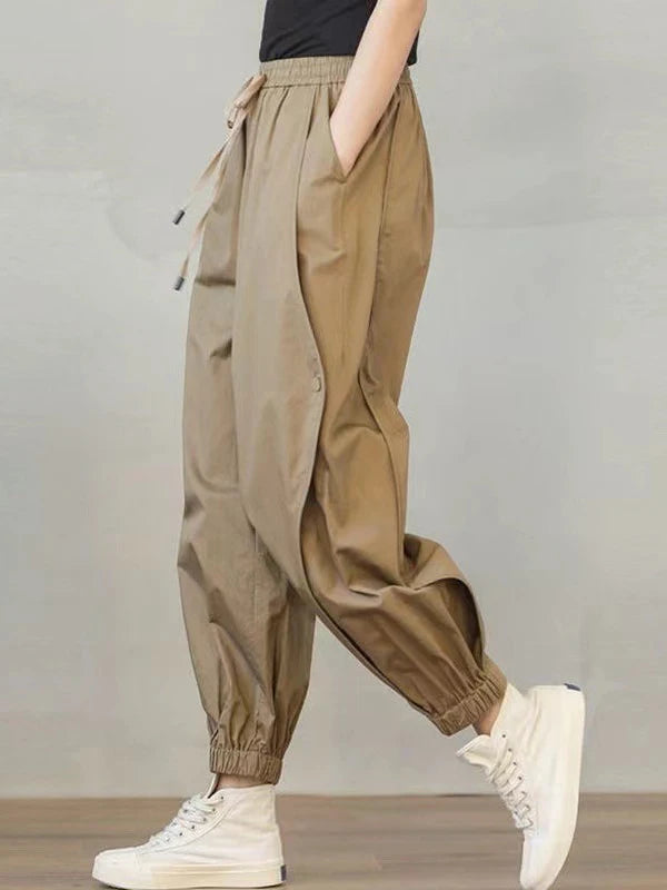 Women's Cotton Capri Fashion Designer Cargo High Waist Pants Trendy Printed Pants