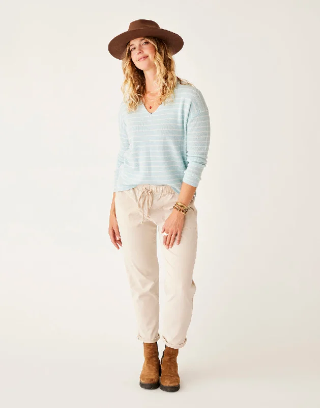 Zoe Twill Pant: Cement High-Waist Trousers
