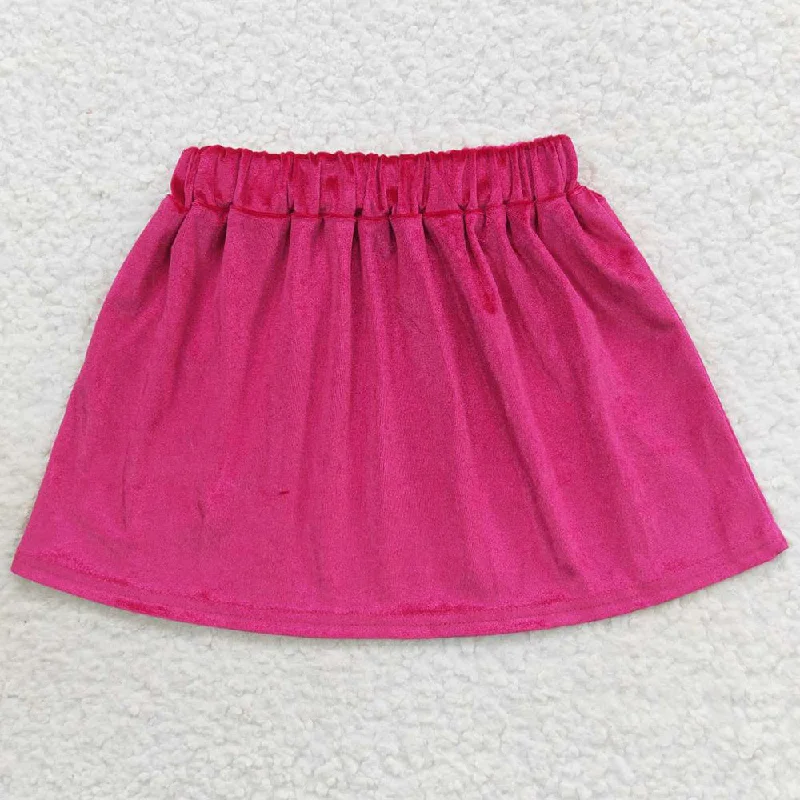 Baby Girls Skirt Hotpink Velvet Knee Length Skirts GLK0017 linen skirt natural