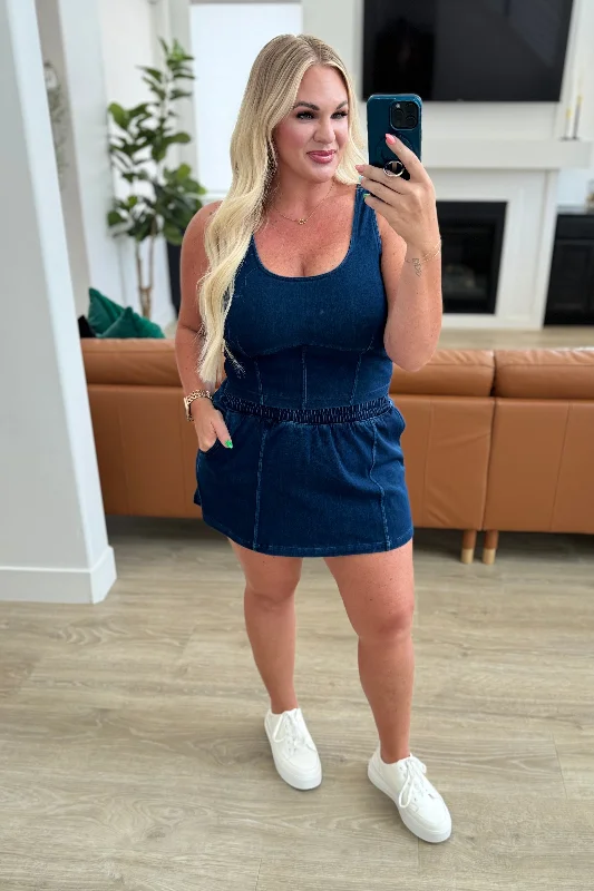 City Siren Skort in Denim vintage skirt charm