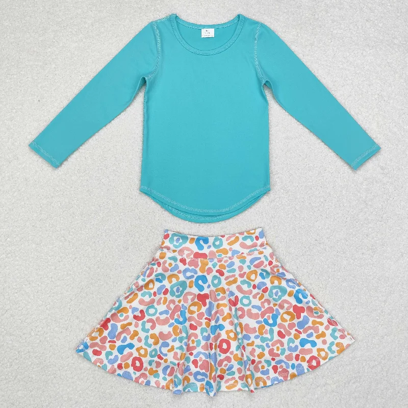 GT0644+GLK0026 Baby Girls Green Top Colorful Leopard Skirts Clothes Set maxi skirt elegant GT0644+GLK0026 Baby Girls Green Top Colorful Leopard Skirts Clothes Set maxi skirt elegant