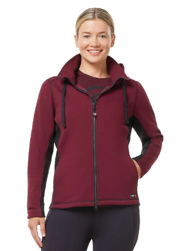 Double Take Full Zip Fleece Hoodie - Sangria