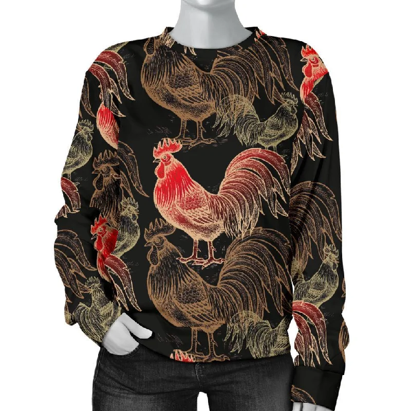 Rooster Print Pattern Women's Sweatshirt