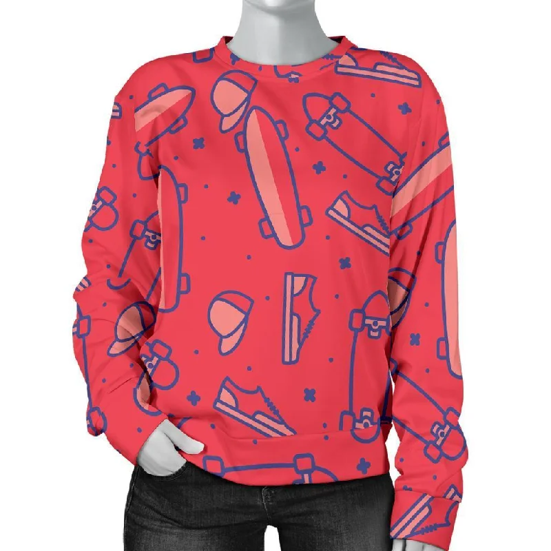 Skateboard Pattern Print Women's Sweatshirt