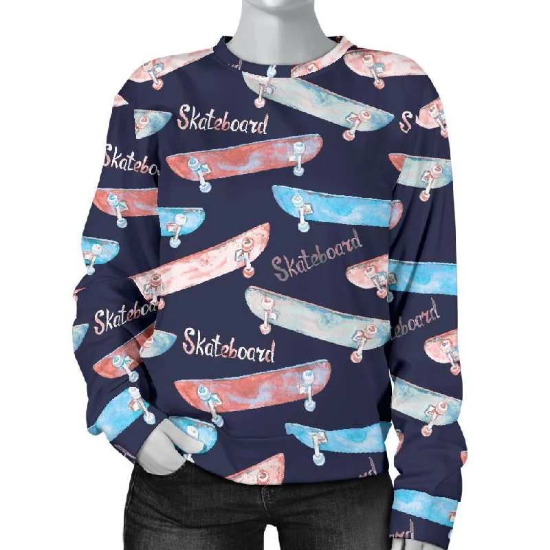 Skateboard Print Pattern Women's Sweatshirt