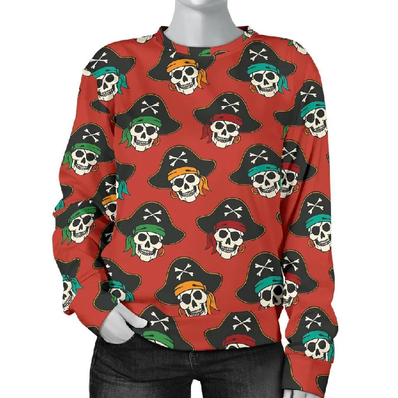 Skull Pirate Print Pattern Women's Sweatshirt