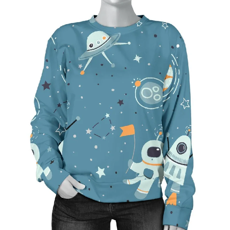 Space Astronaut Pattern Print Women's Sweatshirt