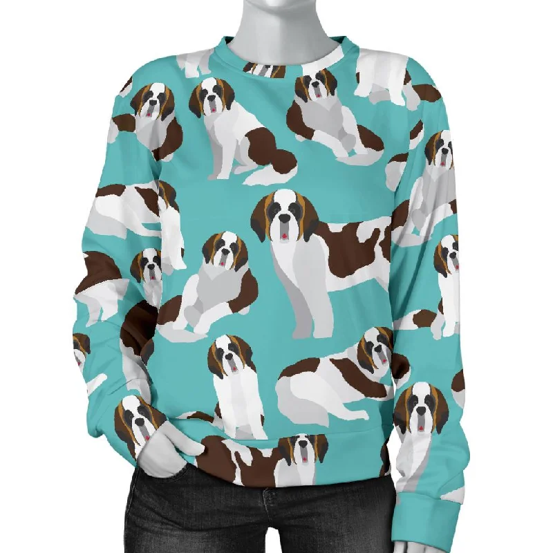 St Bernard Blue Pattern Print Women's Sweatshirt