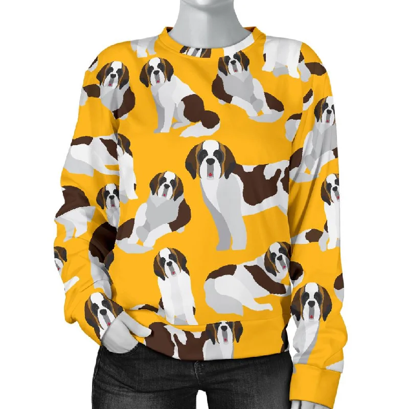 St Bernard Yellow Pattern Print Women's Sweatshirt