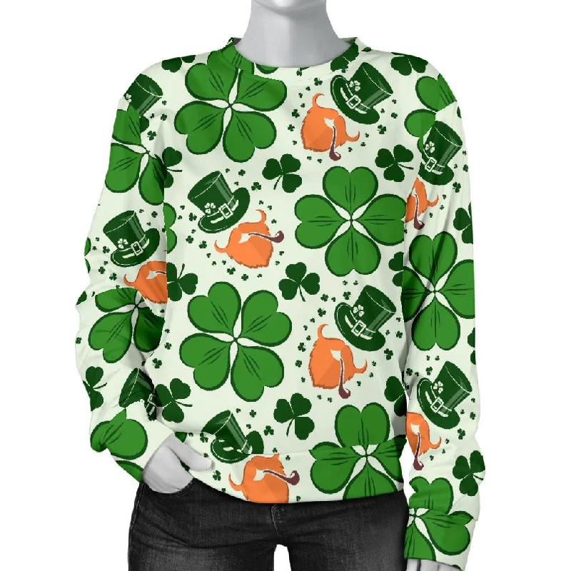 St Patrick's Day Leprechaun Pattern Print Women's Sweatshirt