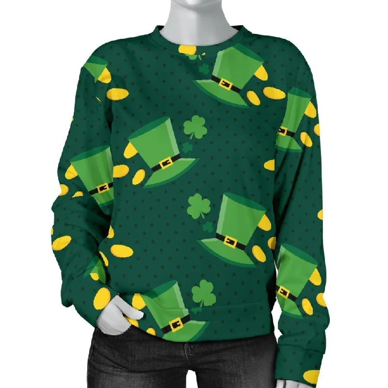 St Patrick's Day Leprechaun Print Pattern Women's Sweatshirt