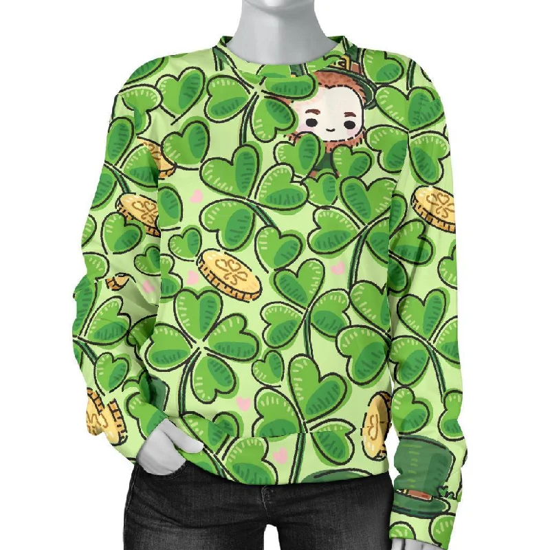 St Patrick's Day Shamrock Pattern Print Women's Sweatshirt