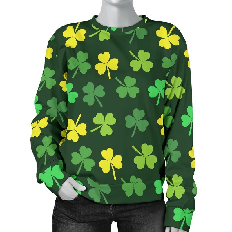 St Patrick's Day Shamrock Print Pattern Women's Sweatshirt