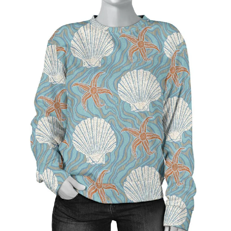 Starfish Shell Pattern Print Women's Sweatshirt