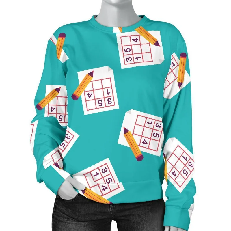 Sudoku Pattern Print Women's Sweatshirt