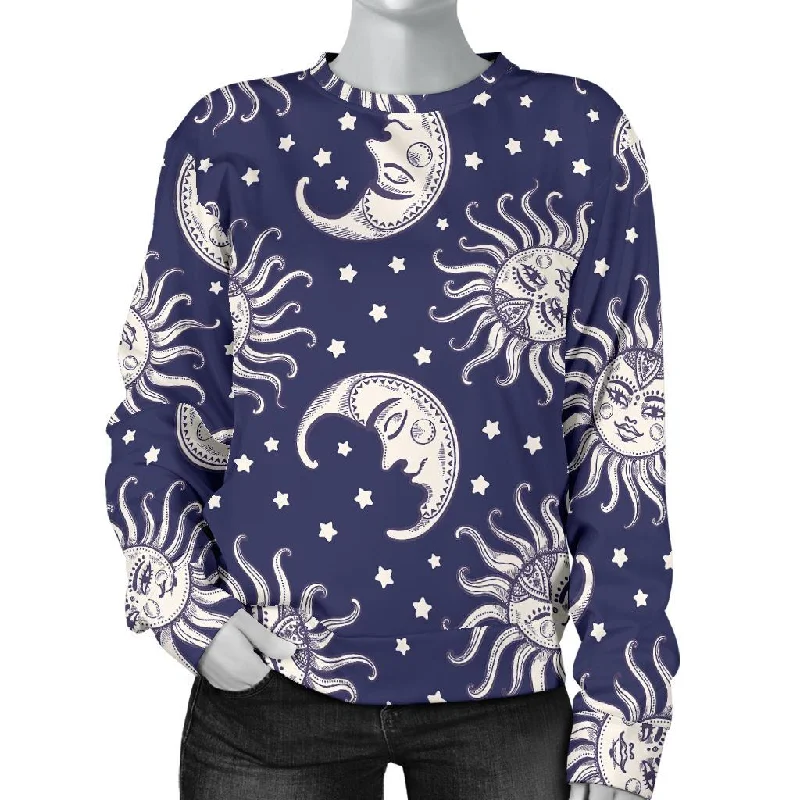 Sun Moon Pattern Print Women's Sweatshirt