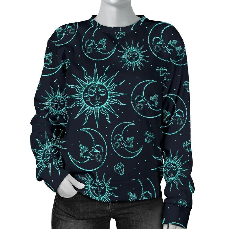 Sun Moon Print Pattern Women's Sweatshirt