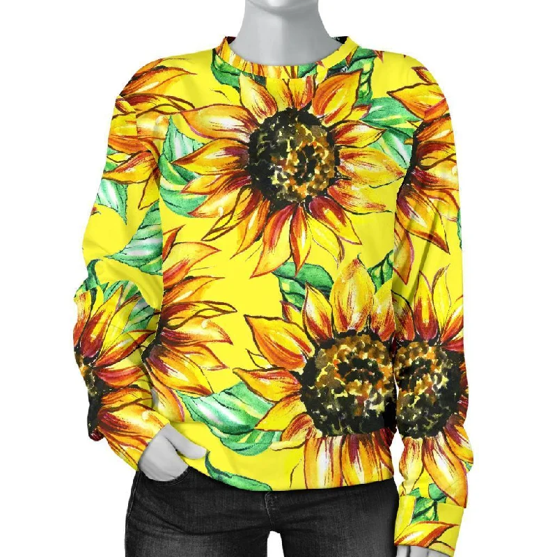 Sunflower Cartoon Pattern Print Women's Sweatshirt