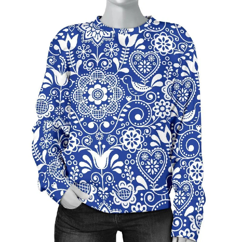 Swedish Floral Pattern Print Women's Sweatshirt