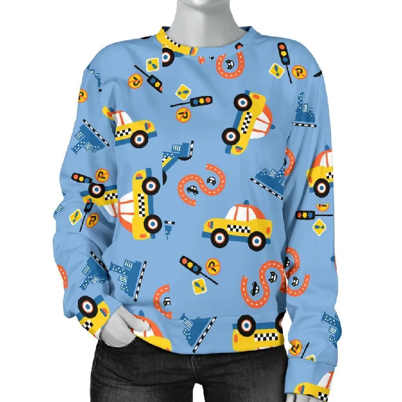 Taxi Car Print Pattern Women's Sweatshirt