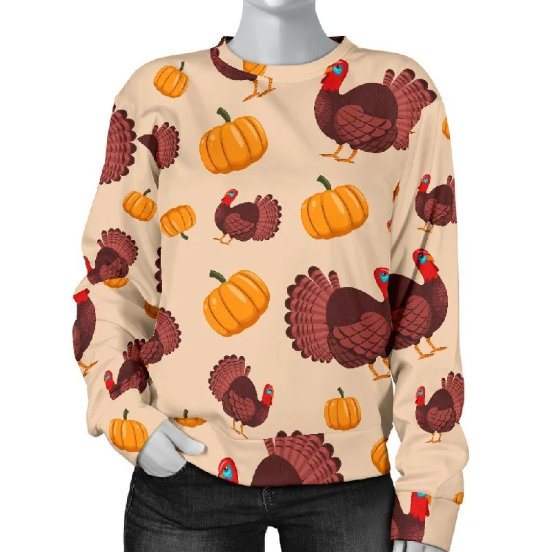 Thankgiving Turkey Pattern Print Women's Sweatshirt