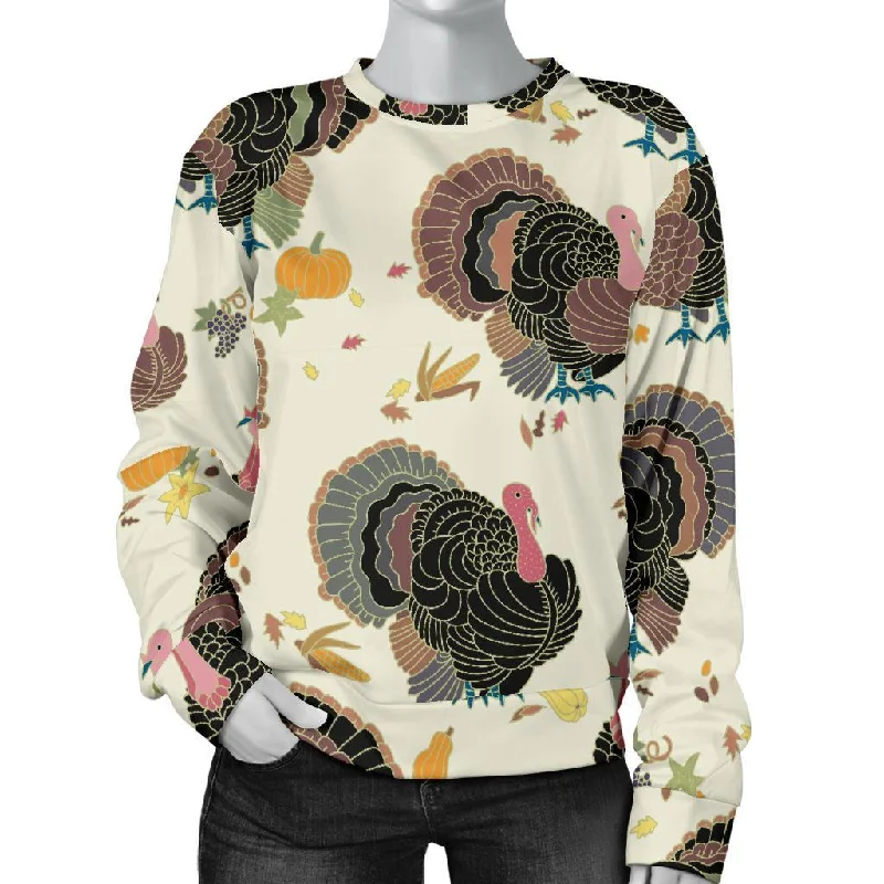 Thankgiving Turkey Print Pattern Women's Sweatshirt