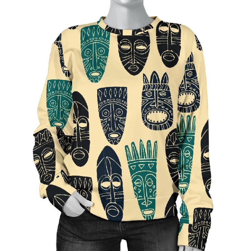 Totem Mask Print Pattern Women's Sweatshirt