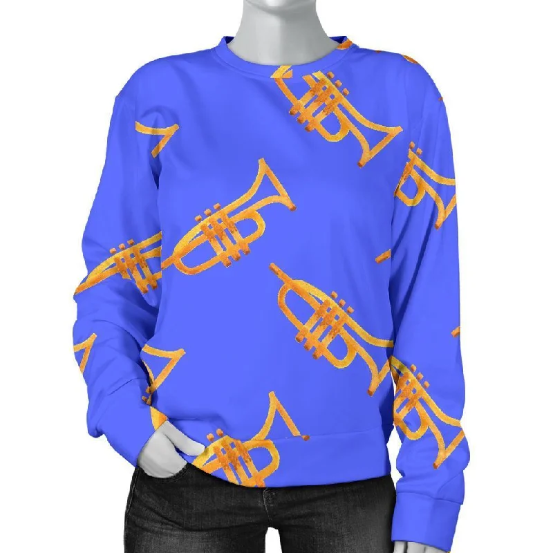 Trumpet Blue Pattern Print Women's Sweatshirt