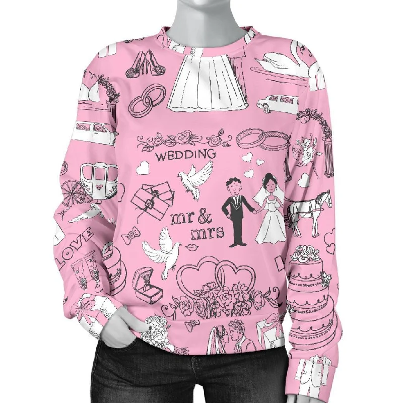 Wedding Pink Pattern Print Women's Sweatshirt