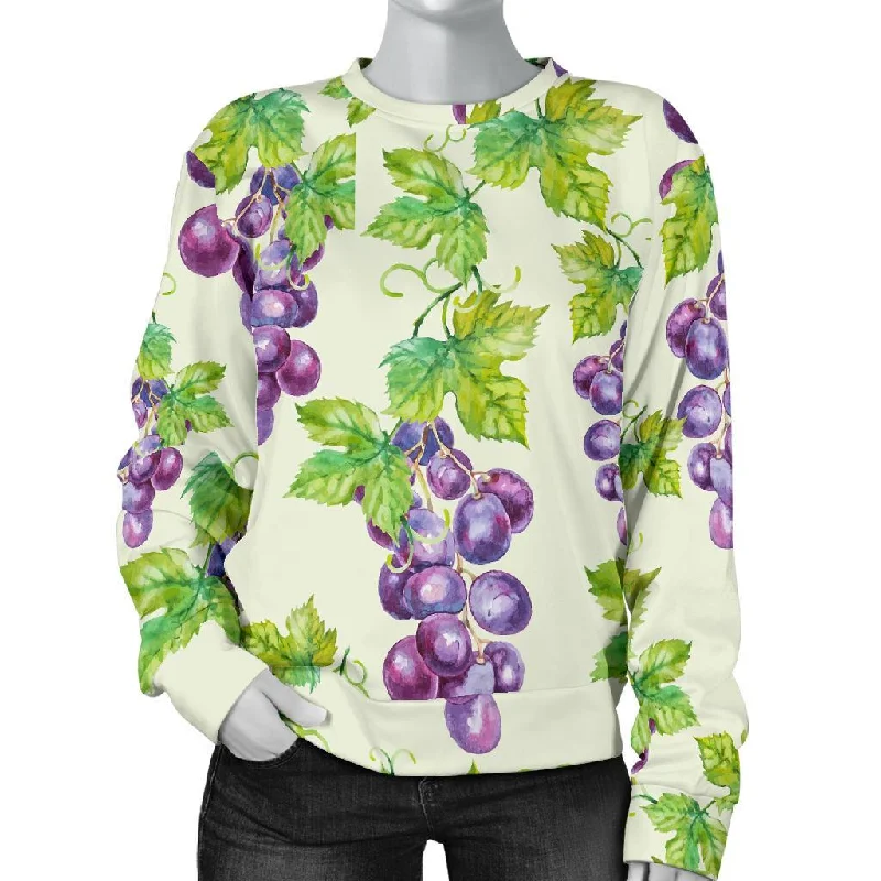 Wine Grape Print Pattern Women's Sweatshirt