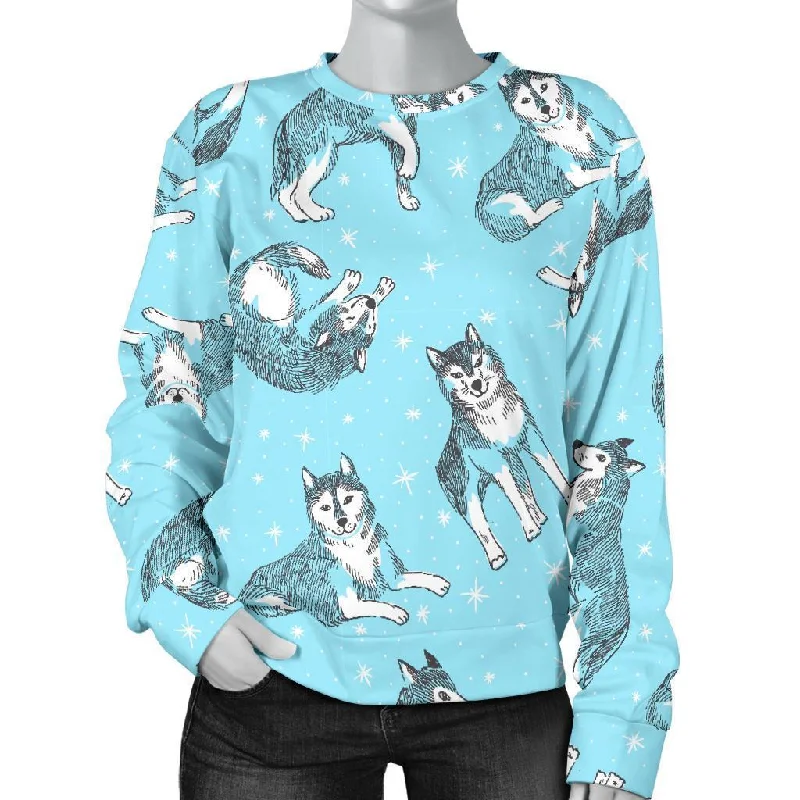 Wolf Hand Drawn Pattern Print Women's Sweatshirt