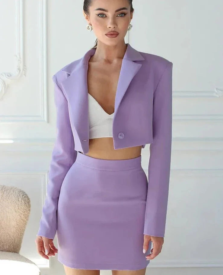 Women Long Sleeve Tops Blazers Coats Mini Skirt Two Piece Sets Fall Business Outfits Formal Suits Autumn Clothes leather skirt durable Women Long Sleeve Tops Blazers Coats Mini Skirt Two Piece Sets Fall Business Outfits Formal Suits Autumn Clothes leather skirt durable
