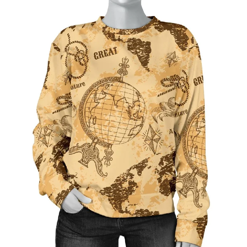 World Map Pattern Print Women's Sweatshirt