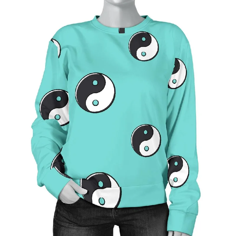 Yin Yang Blue Pattern Print Women's Sweatshirt