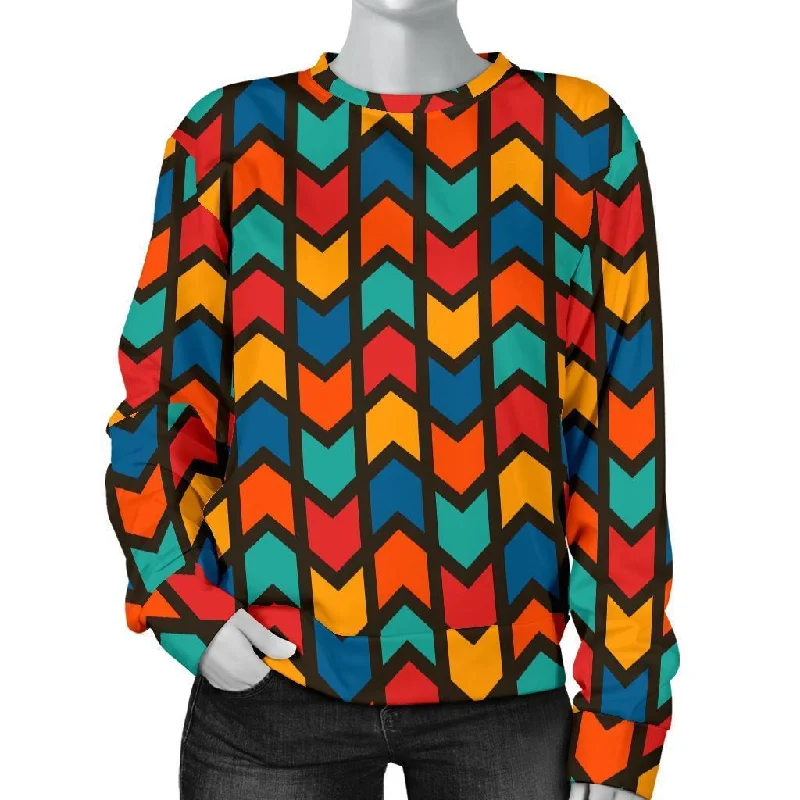 Zig Zag Colorful Pattern Print Women's Sweatshirt