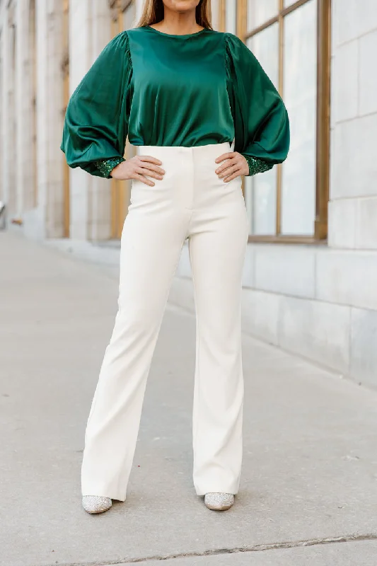 GOLDIE TAILORED HIGH WAIST FLARE PANTS IN CREAM