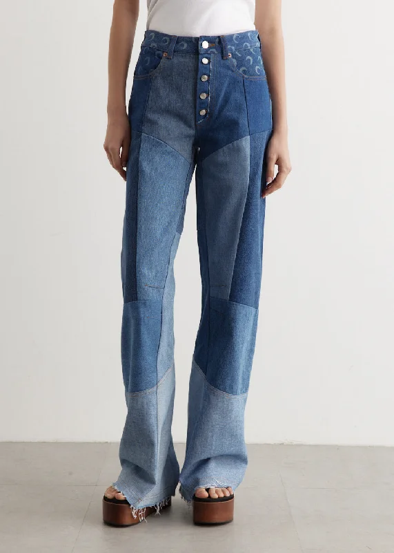 Regenerated Denim Flare Pants