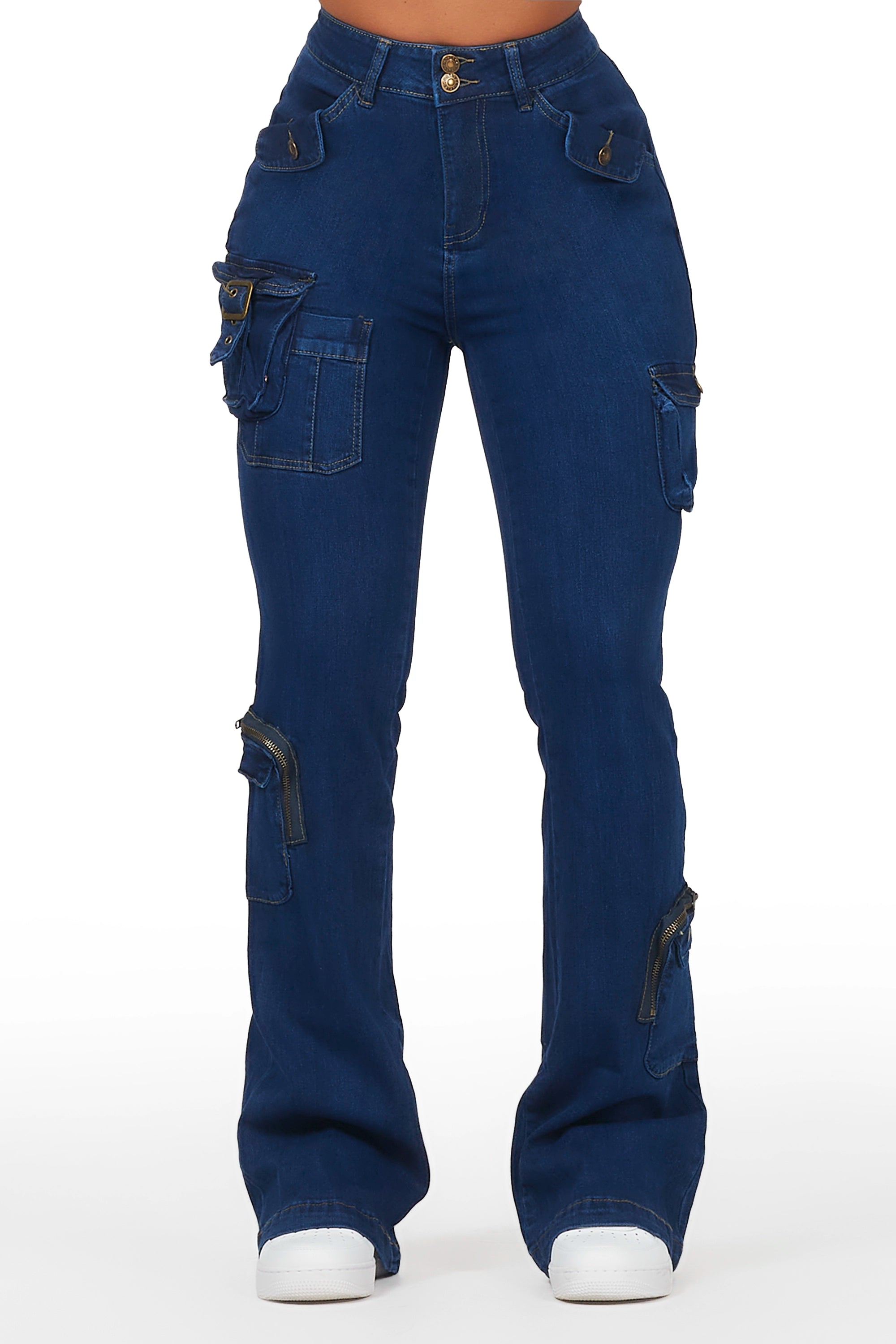 Marlowe Dark Wash Stacked Flare Jean