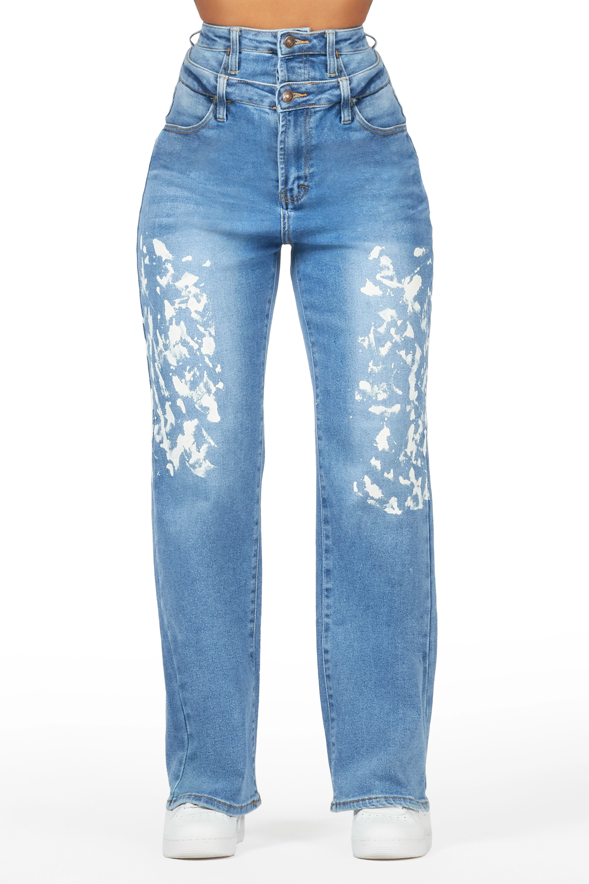 Katina Light Wash Painted Wide Leg Jean