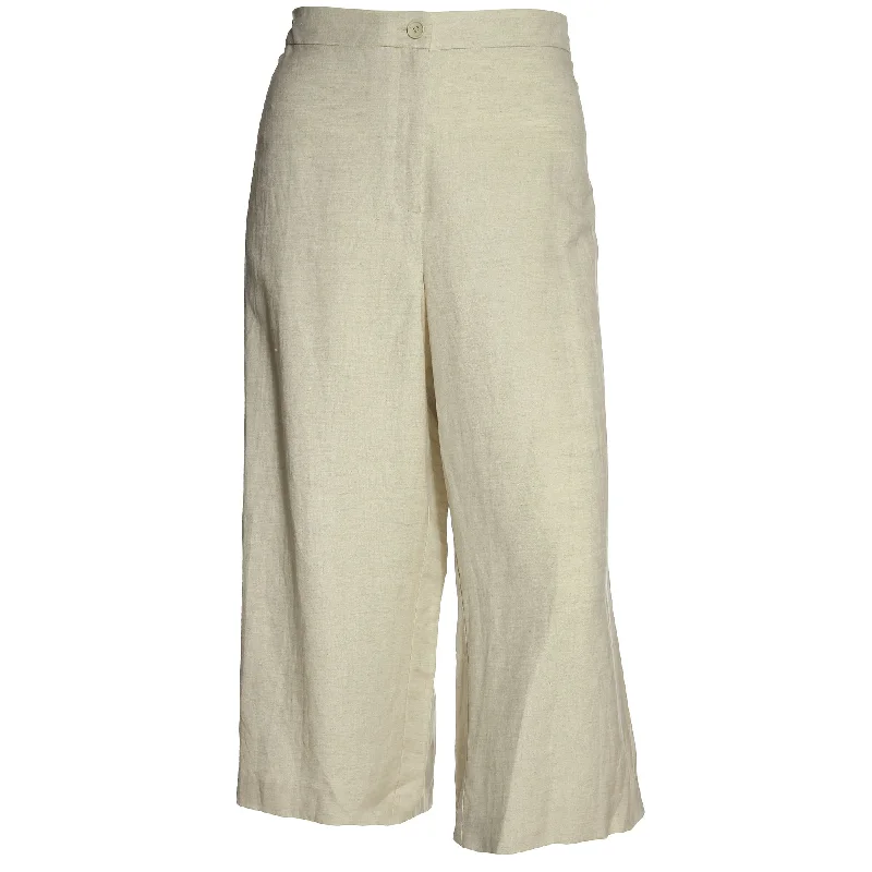 Alfani Beige Cropped Wide Leg Linen Pants